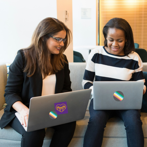 Webinar on Arc of Texas - Two Ladies Using Macbook